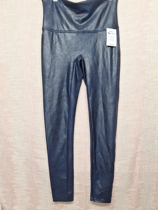 SPANX Denim - SPANX Faux Leather High-Waist Jeggings, Leggings — Navy Size L
